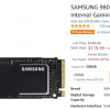[아마존] 삼성 980 PRO 500GB SSD (NVMe M.2) - $119.99/$9.36